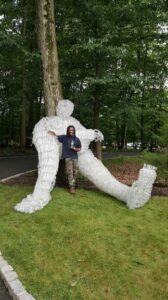 Artist Willie Cole and Sculpture The Water Bottle Man 2018 Pingry School