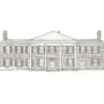 Line drawing of Macculloch Hall Historical Museum.