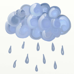 Illustration of a cloud with rain.