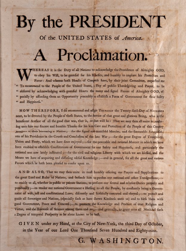 Proclamación de Acción de Gracias de George Washington.